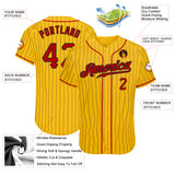 Custom Gold Black Pinstripe Red-Black Authentic Baseball Jersey