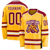 Custom Gold Maroon-White Hockey Jersey