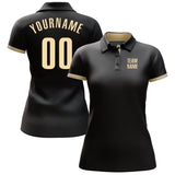 Custom Black Cream Performance Golf Polo Shirt