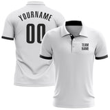 Custom White Black Performance Golf Polo Shirt