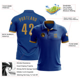 Custom Royal Old Gold Performance Golf Polo Shirt