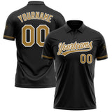 Custom Black Old Gold-White Performance Vapor Golf Polo Shirt