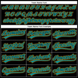 Custom Black Teal-Yellow Performance Vapor Golf Polo Shirt