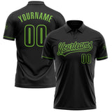 Custom Black Black-Neon Green Performance Vapor Golf Polo Shirt
