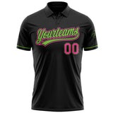Custom Black Pink-Neon Green Performance Vapor Golf Polo Shirt