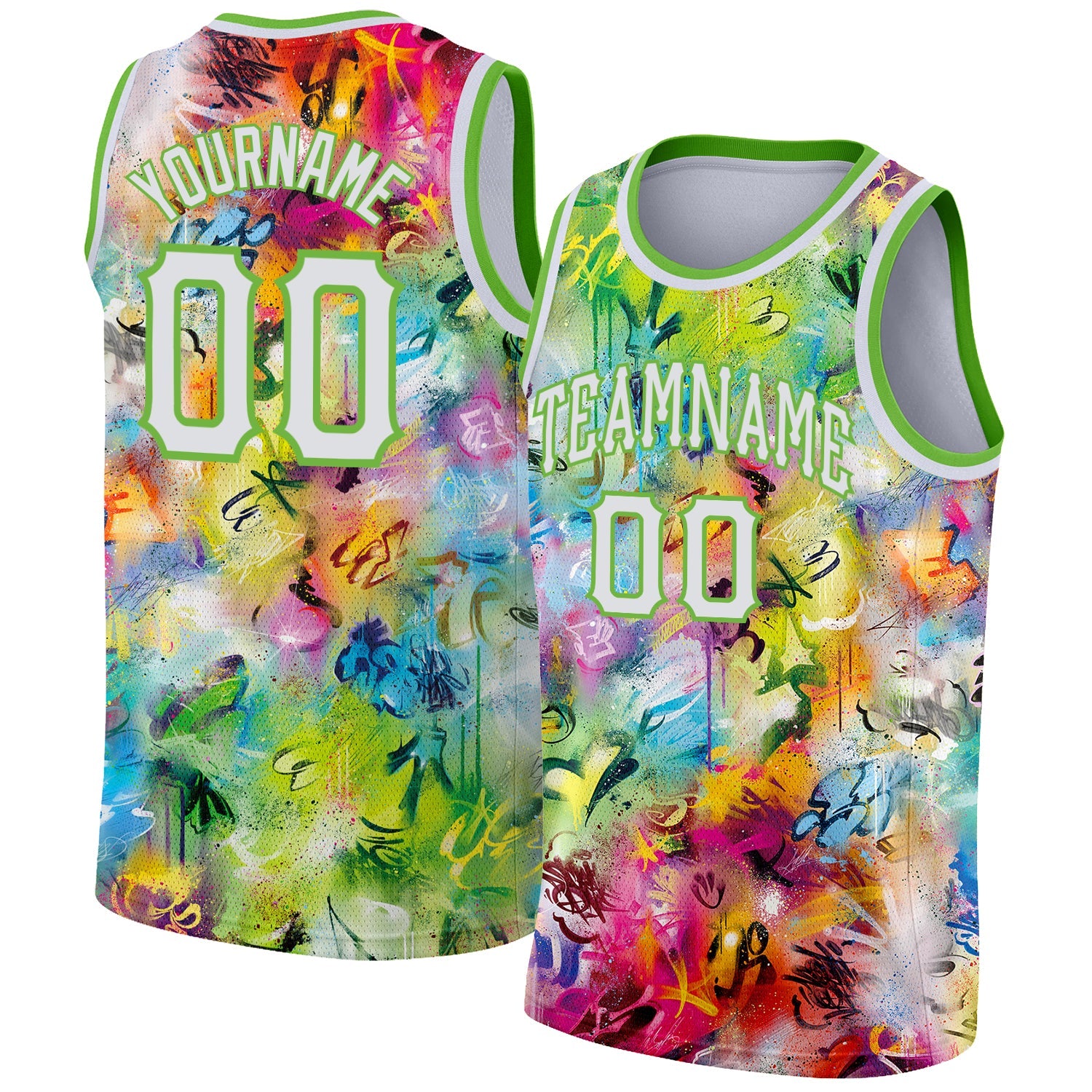 Custom Scratch Graffiti Pattern-White Neon Green Authentic Basketball Jersey  Discount – snapmade