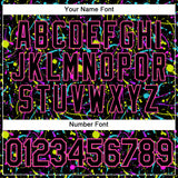 Custom Graffiti Pattern Black-Pink 3D Neon Splatter Authentic Baseball Jersey