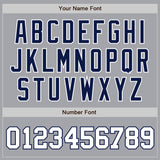 Custom Gray White-Navy Authentic Baseball Jersey