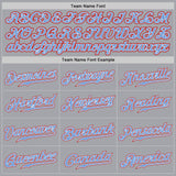 Custom Gray Red White-Light Blue Authentic Baseball Jersey