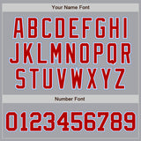 Custom Gray Red White-Light Blue Authentic Baseball Jersey
