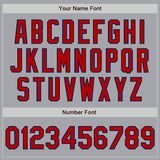 Custom Gray Red-Navy Authentic Baseball Jersey