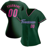 Custom Green Pink-Light Blue Authentic Baseball Jersey