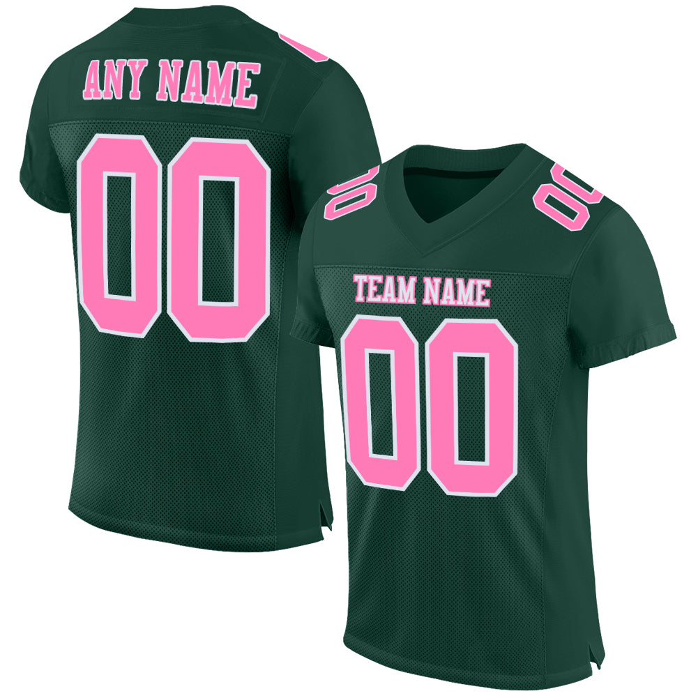 Custom Green Pink-White Mesh Authentic Football Jersey