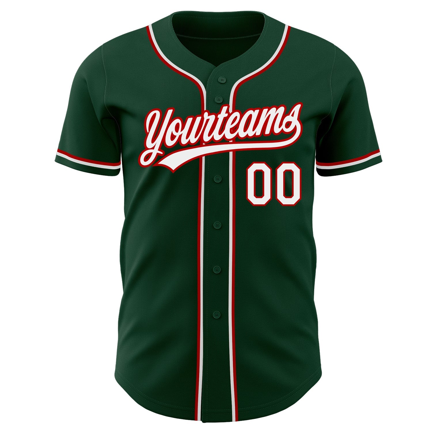 Custom Green White-Red Authentic Baseball Jersey