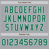 Custom Gray Kelly Green-White Bomber Full-Snap Varsity Letterman Jacket
