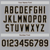 Custom Gray Black-Old Gold Bomber Full-Snap Varsity Letterman Jacket
