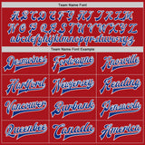 Custom Red Royal-White Bomber Full-Snap Varsity Letterman Two Tone Jacket