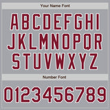 Custom Gray Crimson-White Bomber Full-Snap Varsity Letterman Two Tone Jacket