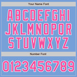 Custom Light Blue Pink-White Bomber Full-Snap Varsity Letterman Jacket