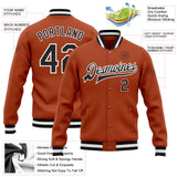 Custom Texas Orange Black-White Bomber Full-Snap Varsity Letterman Jacket