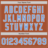 Custom Texas Orange Light Blue-White Bomber Full-Snap Varsity Letterman Jacket