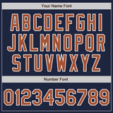 Custom Navy Texas Orange-White Bomber Full-Snap Varsity Letterman Two Tone Jacket
