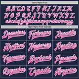 Custom Navy Pink-White Bomber Full-Snap Varsity Letterman Jacket