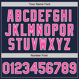 Custom Navy Pink-White Bomber Full-Snap Varsity Letterman Jacket