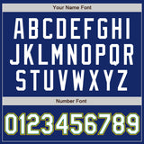 Custom Royal White Kelly Green-Gold Bomber Full-Snap Varsity Letterman Jacket