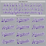 Custom Gray Purple-White Bomber Full-Snap Varsity Letterman Jacket