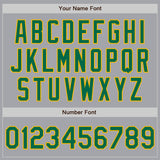 Custom Gray Kelly Green-Gold Bomber Full-Snap Varsity Letterman Jacket
