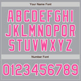 Custom Gray Pink-White Bomber Full-Snap Varsity Letterman Jacket
