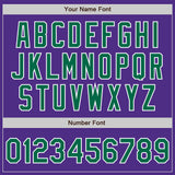 Custom Purple Kelly Green-White Bomber Full-Snap Varsity Letterman Jacket