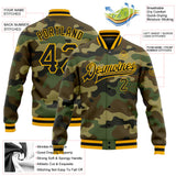 Custom Camo Black-Gold Bomber Full-Snap Varsity Letterman Salute To Service Jacket