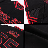 Custom Camo Red-Black Bomber Full-Snap Varsity Letterman Salute To Service Jacket