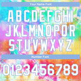 Custom Tie Dye White-Light Blue Rainbow 3D Bomber Full-Snap Varsity Letterman Jacket