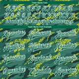 Custom Green Kelly Green-White 3D Pattern Design Bomber Full-Snap Varsity Letterman Jacket