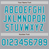 Custom Gray Teal-White Bomber Full-Snap Varsity Letterman Jacket