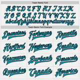 Custom White Teal Pinstripe Teal-Black Bomber Full-Snap Varsity Letterman Jacket