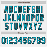 Custom White Teal Pinstripe Teal-Black Bomber Full-Snap Varsity Letterman Jacket