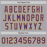 Custom Gray Purple-Gold Bomber Full-Snap Varsity Letterman Jacket