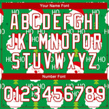Custom Kelly Green White-Red Christmas 3D Bomber Full-Snap Varsity Letterman Jacket