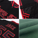Custom Green Green-Cream Bomber Full-Snap Varsity Letterman Two Tone Jacket