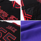Custom Purple Orange-Gray Bomber Full-Snap Varsity Letterman Split Fashion Jacket