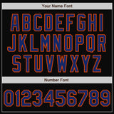 Custom Black Royal-Orange Bomber Full-Snap Varsity Letterman Two Tone Jacket