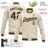 Custom Cream Black Old Gold Bomber Full-Snap Varsity Letterman Jacket