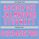 Custom Light Blue Pink-White Bomber Full-Snap Varsity Letterman Two Tone Jacket