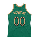 Custom Kelly Green Old Gold-Black Authentic Throwback Basketball Jersey