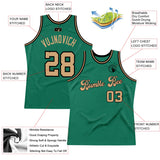 Custom Kelly Green Old Gold-Black Authentic Throwback Basketball Jersey