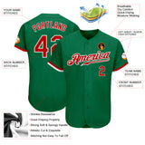 Custom Kelly Green Red-White Authentic Baseball Jersey